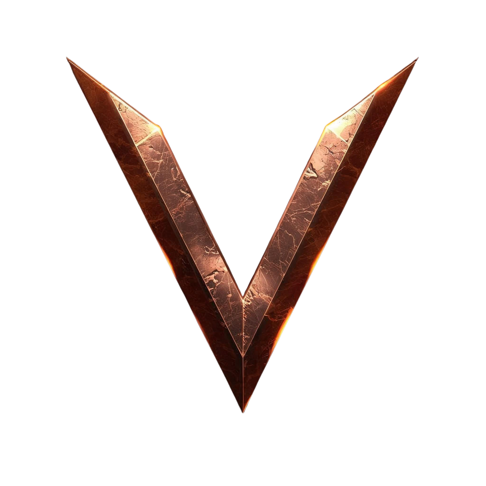 Vector Trail Logo, kupfernes V